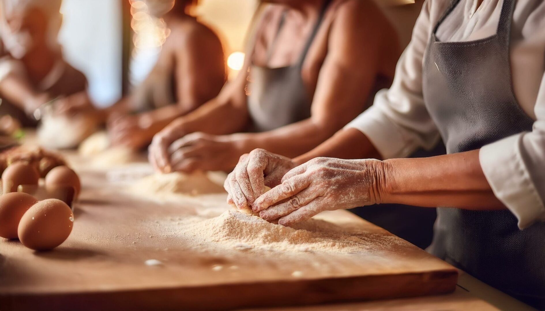 Seniors and middle-aged people at cooking classes